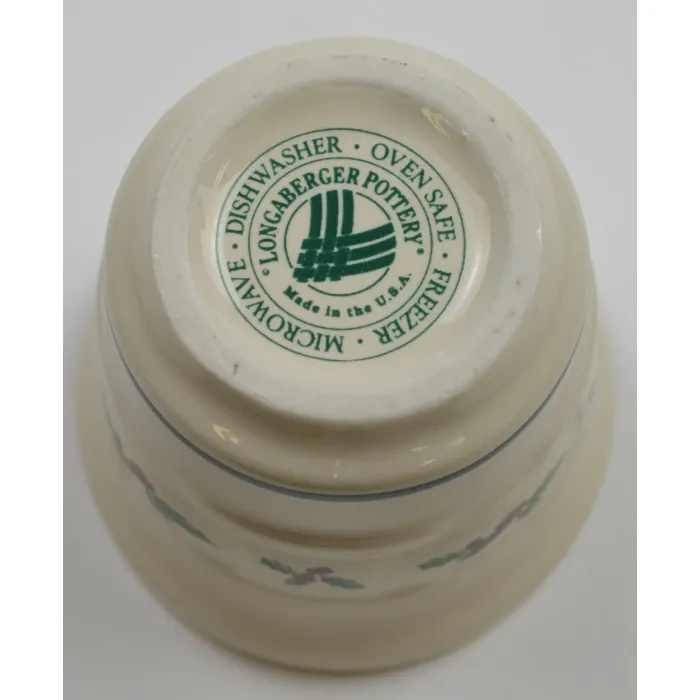 Longaberger Pottery - Holly Pattern - Candle Votive - 2.5" Tall