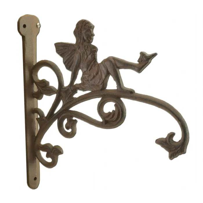 Cast Iron Plant Hanger - Pixie Fairy - Distressed Brown - 9.5" Tall