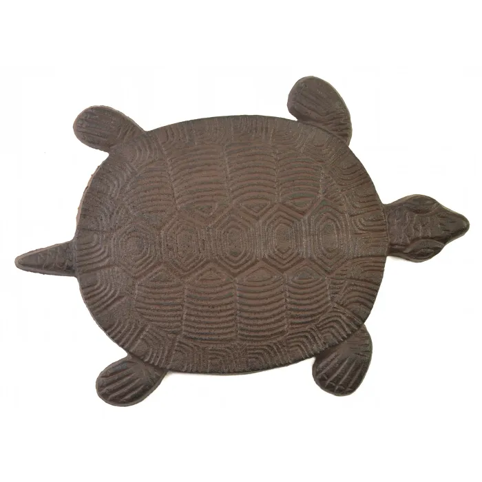 Turtle Stepping Stone - Rust Brown Cast Iron - 13" Long