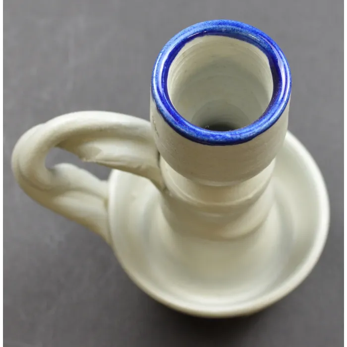 Vintage Handmade Pottery Single Candlestick Holder - 5" Tall