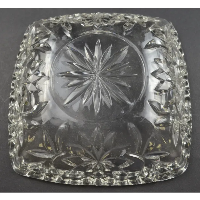 Hazel Atlas Clear Cut Glass Square Candy Dish - 6.375" Wide