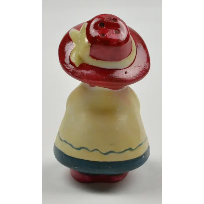 Woman In White Dress And Red Hat Ceramic Pepper Shaker - 3" Tall