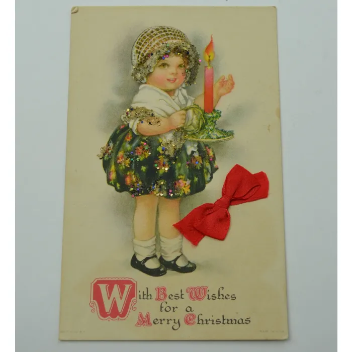 Vintage Postcard - With Best Wishes For A Merry Christmas - Early 1900's