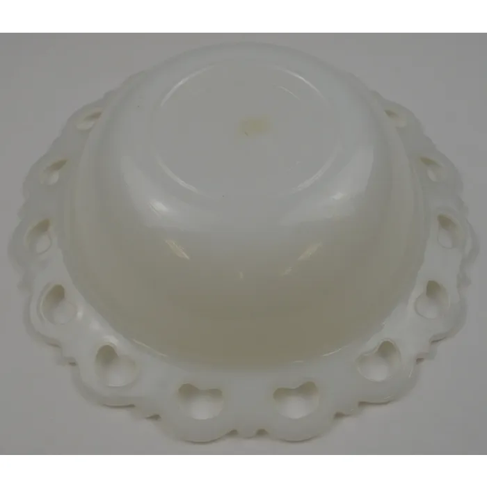 Anchor Hocking Lace Edge Milk Glass Pattern Round Bowl - 9.5" Wide