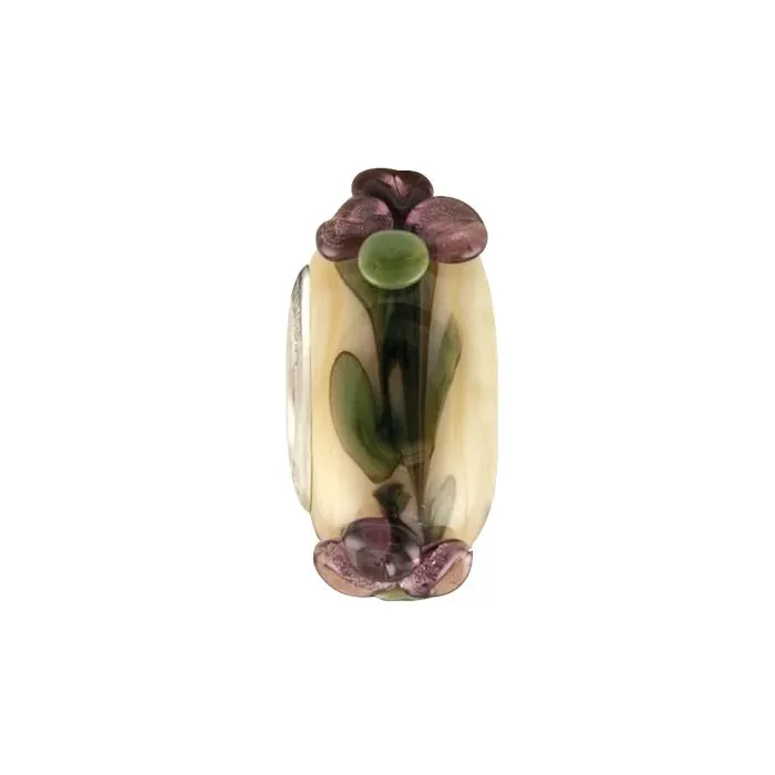 Fenton Art Glass Artisan Crafted Bead - Cactus Flower - Sterling Silver Lined