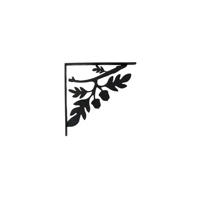Wall Shelf Bracket Pair Of 2 - Oak Leaf & Acorn - Wrought Iron - 5.25" Long