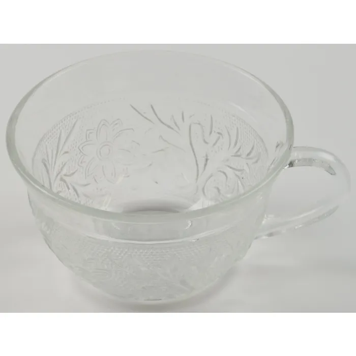Anchor Hocking Glass - Sandwich Clear Pattern - Flat Cup - 2.375" Tall