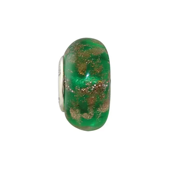 Fenton Art Glass Artisan Crafted Glass Bead Emerald City - Sterling Silver Lined