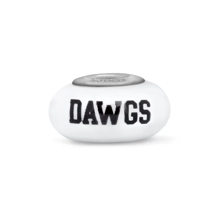 Fenton Milk Glass Collegiate Bead - Georgia Dawgs - Sterling Silver Lined