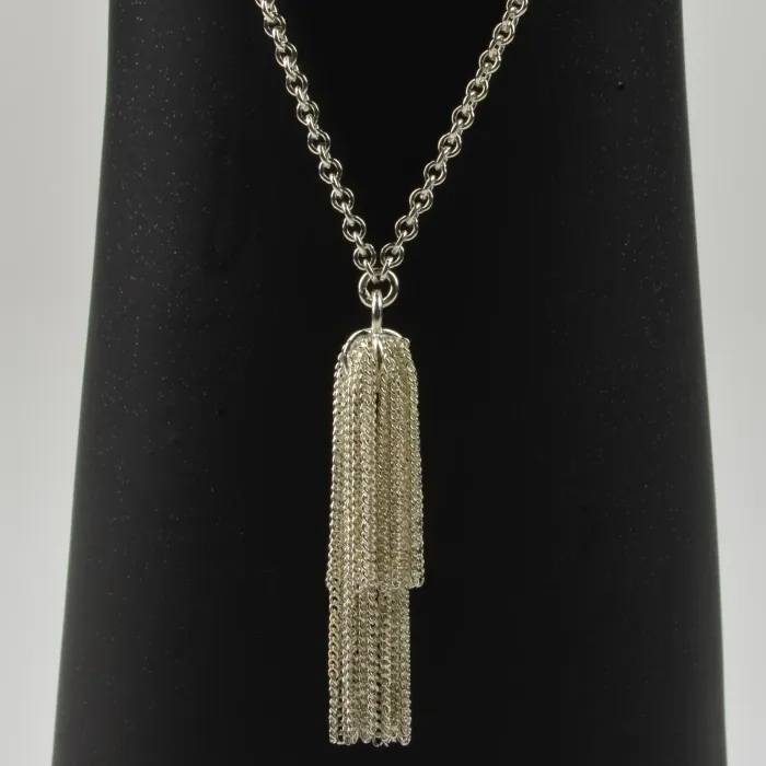 Fenton Art Glass - Sterling Silver Tassel Necklace - 39" Long - Handcrafted