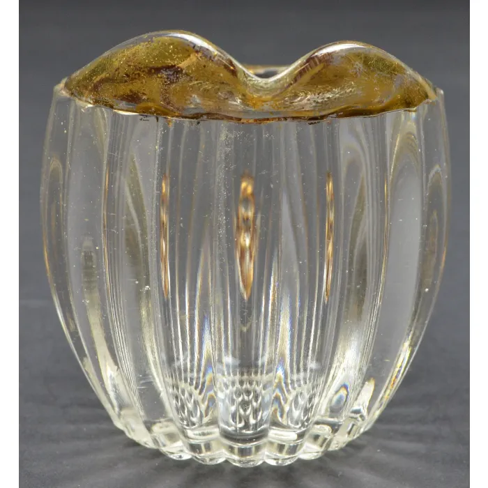 Jeannette Glass Creamer - National Pattern With Gold Accents