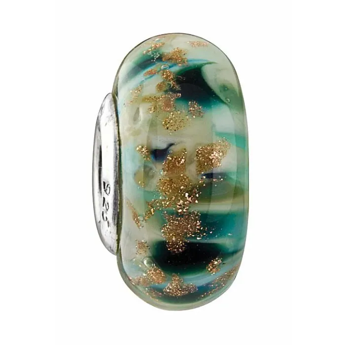 Fenton Art Glass Vasa Murrhina Bead - Glistening Shores - Sterling Silver Core