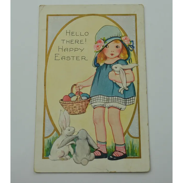 Vintage Postcard - Hello There! Happy Easter - Early 1900's