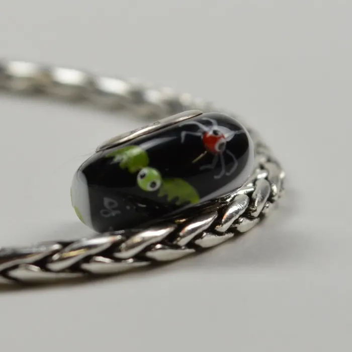 Fenton Art Glass Artisan Crafted Glass Bead - Boootiful - Sterling Silver Lined