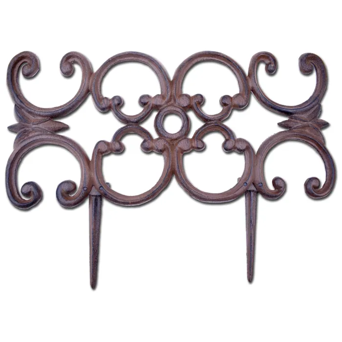 Decorative Edging - Ornate Design - Brown Cast Iron - 16.5" Wide - Pair Of 2