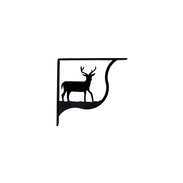 Wall Shelf Bracket Pair Of 2 - Deer Pattern - Wrought Iron - 5.25" Long