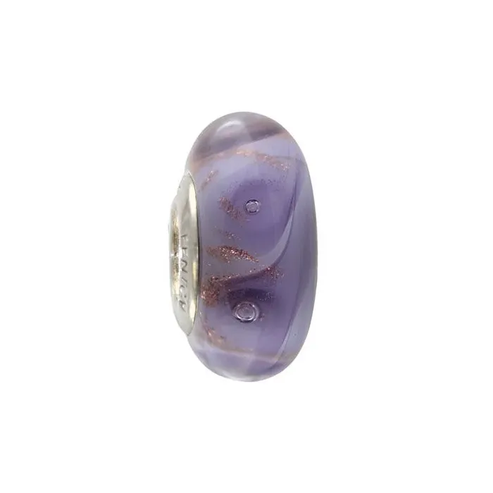 Fenton Art Glass Bead - Violet Eyes - Sterling Silver Lined