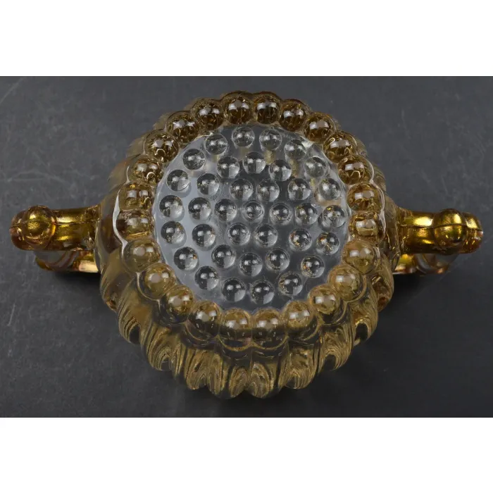 Jeannette Glass Open Sugar - National Pattern With Gold Accents