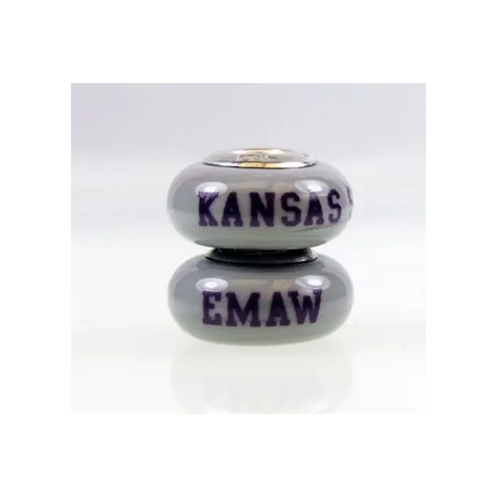 Fenton Milk Glass Collegiate Bead - Kansas State "EMAW" - Sterling Silver Line