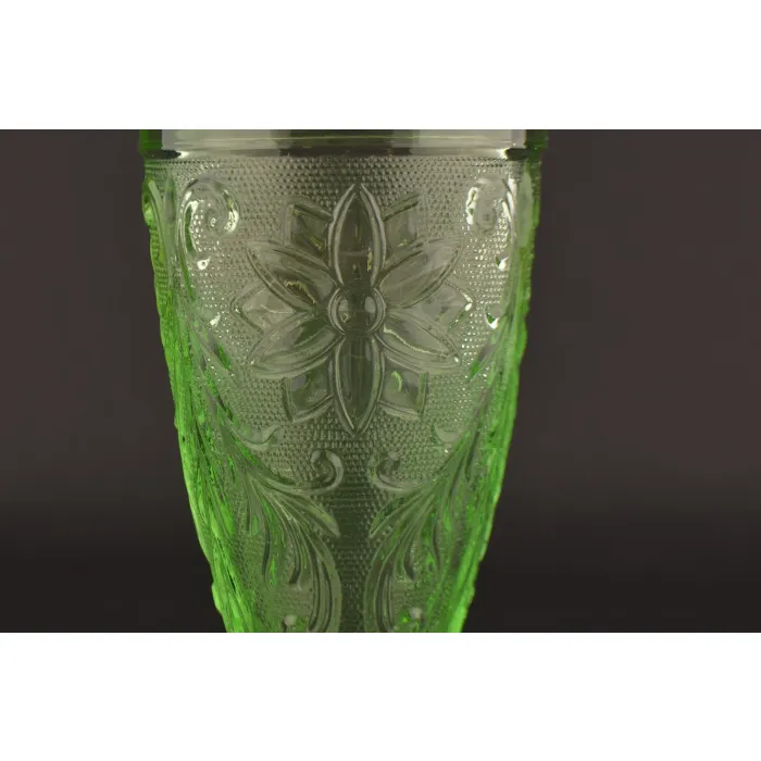 Tiara Crystal - Sandwich Light Green Pattern - Ice Tea Glass - 6.25" Tall