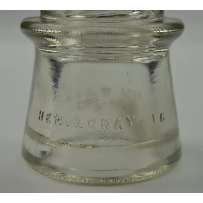 Hemingray No. 16 22-48 - Clear Glass Insulator - 4" Tall