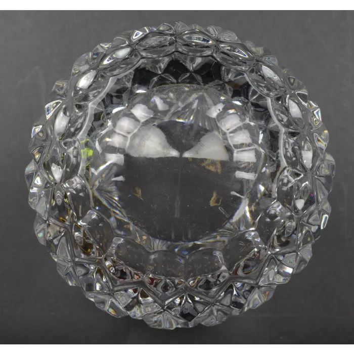 Lead Crystal Flower Shaped Candle Votive / Vase - Cut Fan & Diamond Pattern