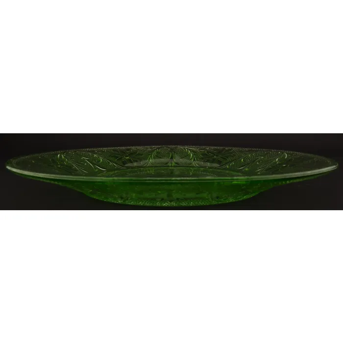 Tiara Crystal - Sandwich Light Green Pattern - Dinner Plate - 10.25" Wide