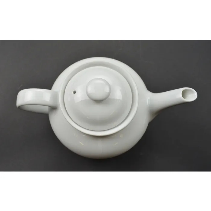 Porcelain White Lidded Teapot - 6" Tall