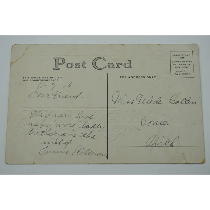 Vintage Postcard - A Happy Birthday - 1910