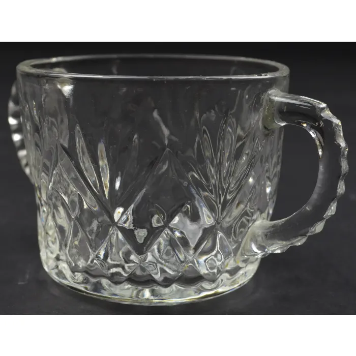 Anchor Hocking Glass Open Sugar - Prescut Pineapple Clear Pattern - 3" Tall