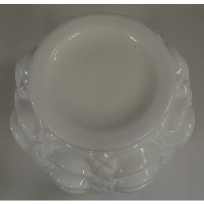 Vinage Milk Glass Rose Bowl - Drape Pattern - 4.25" Tall