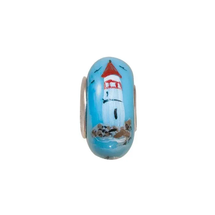 Fenton Art Glass Bead - Illuminated Shores - Sterling Silver Lined