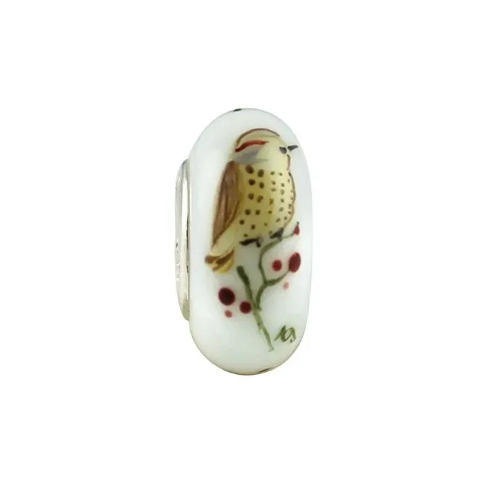 Fenton Art Glass Artisan Crafted Bead - Yellowhammer - Sterling Silver Lined