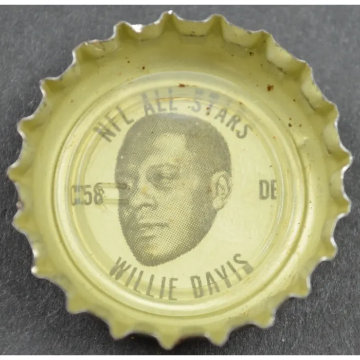 Coca Cola NFL All Star King Size Coke Bottle Cap - Green Bay Packer Willie Davis