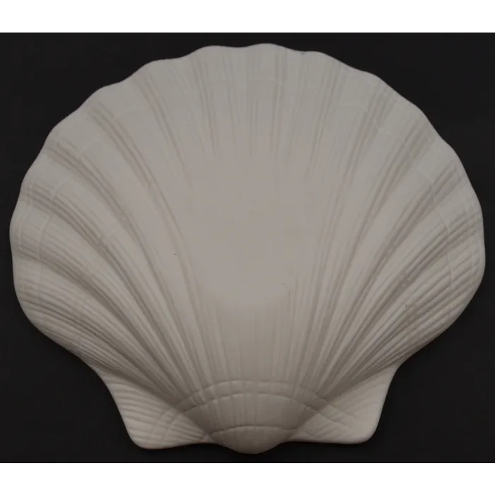 Scallop Shell Shaped Dish - White & Light Blue - Ceramic