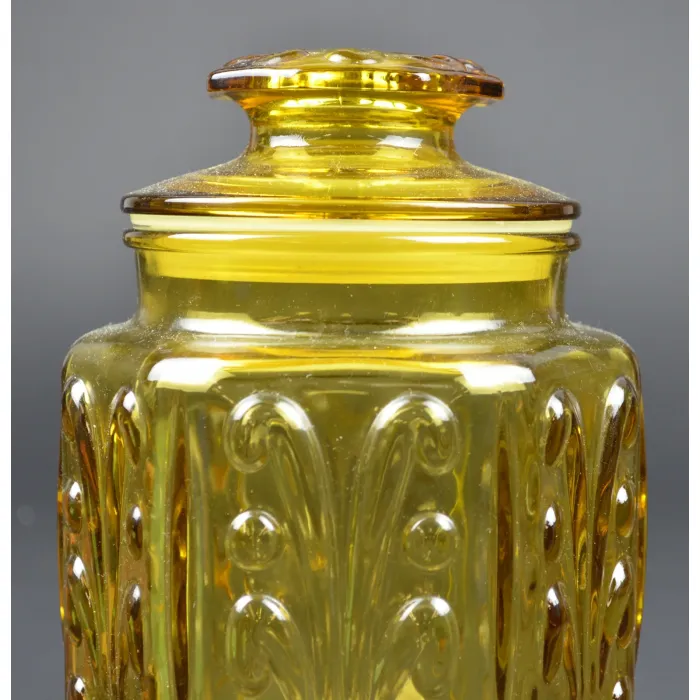 Imperial Glass - Harvest Gold Pattern - Lidded Canister - 9.5" Tall