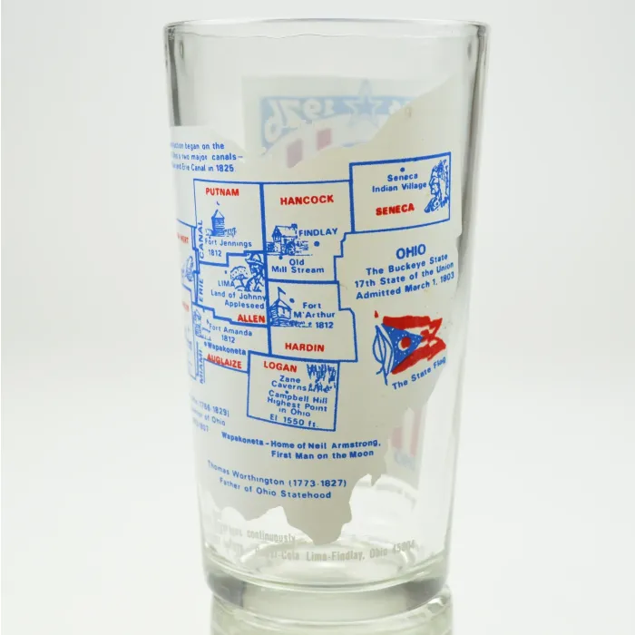 Pepsi Cola Ohio Bicentennial Glass - Erie Canal And The Railroad - 5" Tall