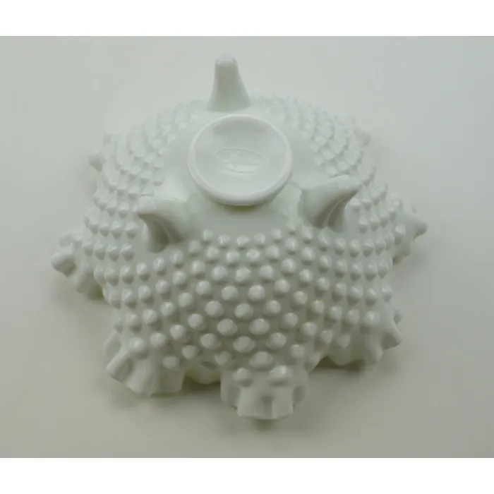 Fenton Art Glass 3 Toed Crimped Bowl - Hobnail Milk Glass - 8" Round
