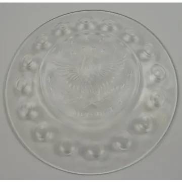 Clear Glass Bicentennial Plate - Eagle Pattern - 1776 - 1976 - 8 Round