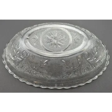Anchor Hocking Glass - Sandwich Clear Pattern - Oval Bowl - 8.5