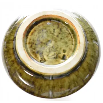 Decorative Art Pottery Bud Vase - Olive Green  & Brown - 4.5 Tall