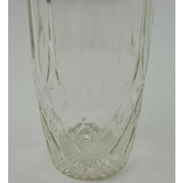 Clear Pressed Glass Decanter - Diamond Pattern - 14 Tall