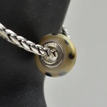 Fenton Artisan Crafted Glass Bead Leopard Diva - Sterling Silver Lined