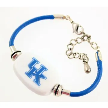 Fenton Collegiate Logo Bracelet- University of Kentucky Milk Glass Bead