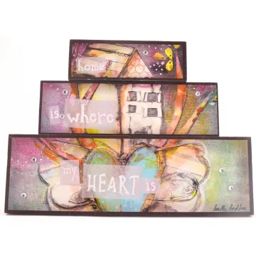Hopeful Hearts - Stacked Blocks Sign - Home Is Where My Heart Is