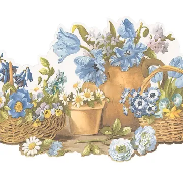 Die Cut Basket Wallpaper Border Blue, Brown Norwall Wallcovering FK78465DC