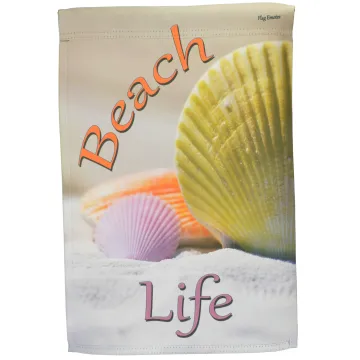 Flag Emotes - Double Sided Garden Flag - Beach Life Multi Colored Shells
