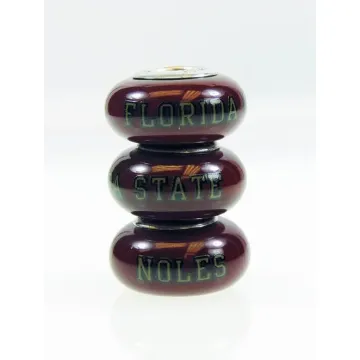 Fenton Red Glass Collegiate Bead - Florida State - Sterling Silver Lined