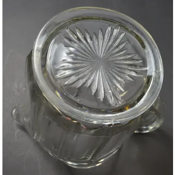 Clear Cut Glass Panel Design Ice Lipped Pitcher - 7.75 Tall