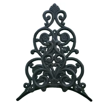 Floral & Spade Garden Hose Holder - Black Cast Iron - 13.25" Tall